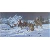 Image 12 : Limited edition painting showing Indians in snow.   Beautifully framed and matted.  Hand signed with