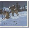 Image 4 : Limited edition painting showing Indians in snow.   Beautifully framed and matted.  Hand signed with