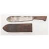 Image 2 : U.S.M.C. Bolo knife and leather scabbard in  un-cleaned overall good condition.    Est.:   $60-$80.