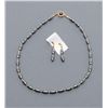 Jewelry lot consisting of a ladies Hematite 46”  necklace and pair of earrings with gold plated  fin