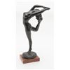 Image 2 : Non-metal art casting of a nude woman on wood  base, approx. 23” in height, signed “Ustin”, 1969;  n