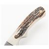 Image 3 : Custom fixed blade knife, approx. 9” overall with  a 4-1/2” blade, two pin stag grip in like new  co