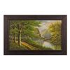 Image 1 : Framed oil on canvas of stream in wilderness  setting, approx. 21” x 34” overall; tastefully  accomp