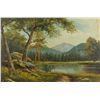 Image 2 : Framed oil on canvas of mountain lake scene,  approx. 30” x 40” signed “Sunny”; beautifully  accompl