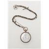 Image 1 : Open face pocket watch with chain and fob,  hallmarked silver case, mechanism marked “The  Ascot” wi