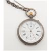 Image 2 : Open face pocket watch with chain and fob,  hallmarked silver case, mechanism marked “The  Ascot” wi