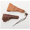 Image 1 : Lot of two leather holsters, one a Hunter brand  for a double action revolver, the other, a US flap
