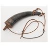 Image 1 : Modern powder horn with wood plugs, approx. 13”  overall; great for the re-enactor  or  end-of-trail
