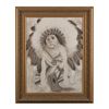 Image 1 : Framed pencil sketch of Indian toddler in Chief’s  head dress by F. Diamond, approx. 28” x 22-1/2”.