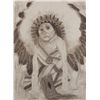 Image 2 : Framed pencil sketch of Indian toddler in Chief’s  head dress by F. Diamond, approx. 28” x 22-1/2”.