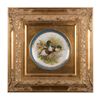 Image 1 : Beautifully framed collector’s porcelain painted  plate showing ducks at water’s edge.     Est.:   $