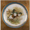 Image 2 : Beautifully framed collector’s porcelain painted  plate showing ducks at water’s edge.     Est.:   $