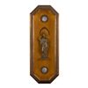 Image 1 : Shadow box, approx. 28” x 11” containing a Roman  statue flanked by two ornate color painted discs