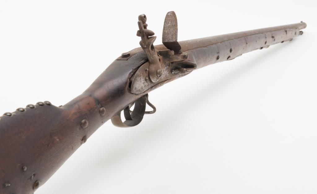 Well-worn Brown Bess Indian tacked rifle showing lots of character ...