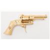 Image 2 : Beautiful engraved gold plated pinfire revolver,  7.65mm cal., 2-3/4” barrel, folding trigger, bone 