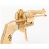 Image 8 : Beautiful engraved gold plated pinfire revolver,  7.65mm cal., 2-3/4” barrel, folding trigger, bone 