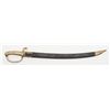 Image 1 : French Napoleonic Infantry sword and leather  scabbard approx. 29” overall with a 23-1/4” curved  bl