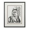 Image 1 : Framed and matted original woodcut signed and  numbered (26/50) “Chief Joseph” by Liz Custer,  appro