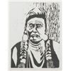 Image 2 : Framed and matted original woodcut signed and  numbered (26/50) “Chief Joseph” by Liz Custer,  appro