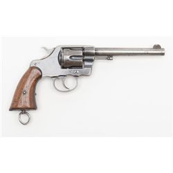 Colt U.S. Army Model 1901 DA revolver, .38 cal.,  6” barrel, blue finish, wood grips, #138582 in  ov