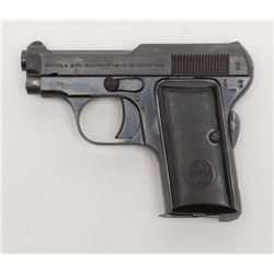 Beretta pocket semi-auto pistol, 6.35mm cal.,  2-1/4” barrel, blue finish, black hard rubber  grips,