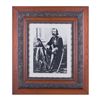 Image 1 : Large antique wood and gesso frame with photocopy  of George Armstrong Custer in uniform, approx. 33