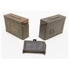 Lot consisting of 2 U.S. military metal ammo carry  cans and a US leather ammo pouch.   Est.:   $75-