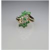 Image 1 : Graceful "LEVIAN" Flower Design Tsavorite Garnet  and Diamond Ring with 15 Fine round cut Tsavorite 