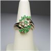 Image 3 : Graceful "LEVIAN" Flower Design Tsavorite Garnet  and Diamond Ring with 15 Fine round cut Tsavorite 