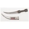 Image 2 : Mid-Eastern dagger with damascus blade, horn grip  and silver mounted original scabbard; 19th Centur