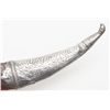 Image 7 : Mid-Eastern dagger with damascus blade, horn grip  and silver mounted original scabbard; 19th Centur