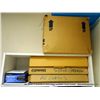 Image 2 : WOOD SHELF WITH MISCELLANEOUS OFFICE SUPPLIES