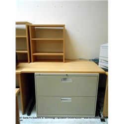 WOODEN CPU DESK W/ BOOKSHELF