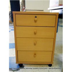 WOOD 4 DRAWER CABINET/ MOBILE