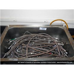 METAL BIN: MISCELLANEOUS METAL MESH FLEX TUBING W/ FITTINGS