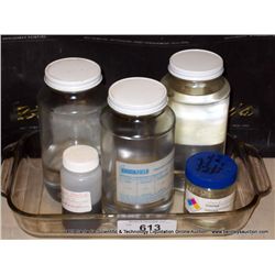 GLASS PAN W/ BOTTLES
