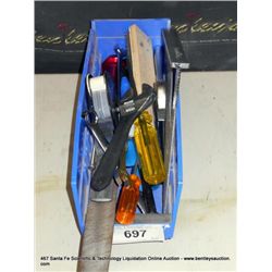 BIN: MISCELLANEOUS HAND TOOLD-WRENCHES, SCREWDRIVERS