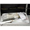 Image 1 : GLASS TRAY W/ LAB TONGS & PROTECTIVE GLOVES