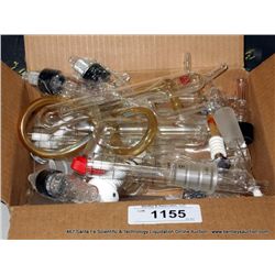 BOX: MISCELLANEOUS GLASSWARE-TUBES, STOPPERS