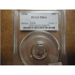 1954 SILVER ROOSEVELT DIME PCGS PR66