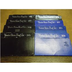 1970'S DECADE RUN OF  US PROOF SETS 1970-79