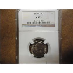 1950-D JEFFERSON NICKEL KEY DATE NGC MS65