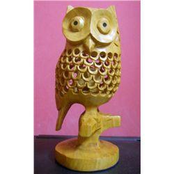 Decorative Wooden Owl with baby inside Statue Size: 6 inches