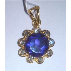 3.082g Pendant Made in 14kt 2.288g Gold, 0.50 Ctw Diamond, 3.47 Ctw Amethyst
