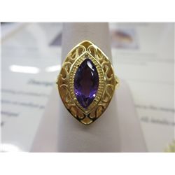 Sterling Silver & gold amethyst ring
