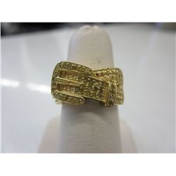 Sterling silver & gold belt buck ring