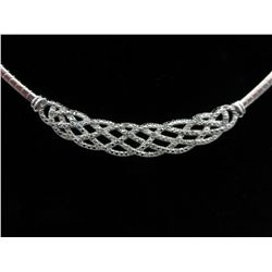 White diamond studded twist necklace