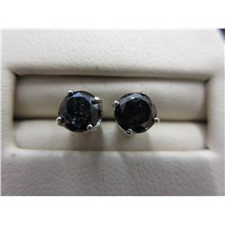 1.02 CT genuine black diamond stud earrings