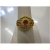 Image 1 : Fancy orange quartz & diamond ring - 2 diamonds