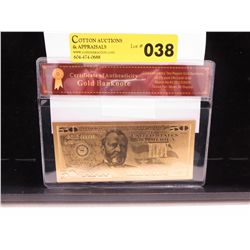 99.9 Pure 24K Gold bank note with certificate
